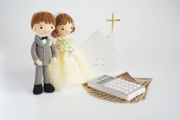 istock Small and cute Amigurumi doll.wedding 1294856220