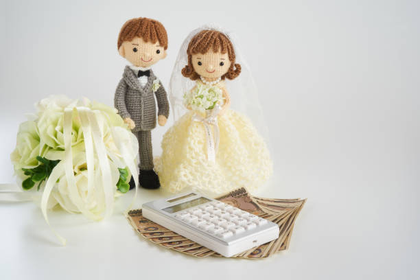 istock Small and cute Amigurumi doll.wedding 1294856766