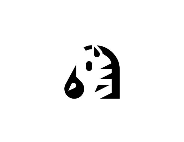 illustrations, cliparts, dessins animés et icônes de icône de vecteur de zèbre. symbole plat de tête de zèbre d’isolement - zebra africa wildlife nature