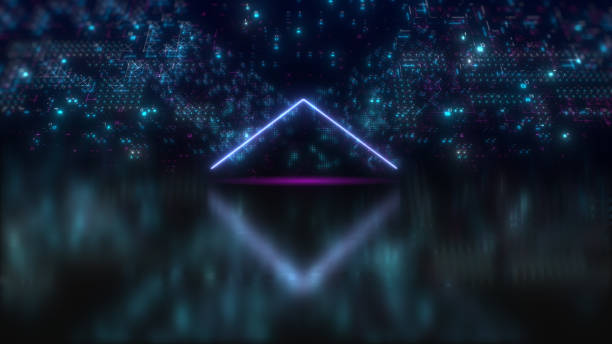 istock Neon glow abstract digital background. Futuristic hud concept illustration. 1294857756