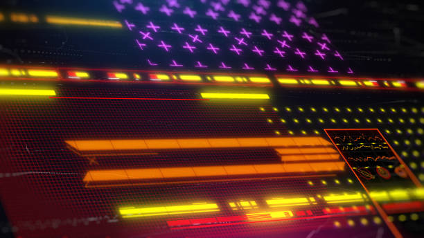 istock Cyberpunk gaming hud background. futuristic 3d illustration. Neon interface. 1294858042