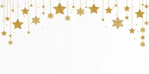 Vector illustration of Golden Christmas decoration isolated on a white background