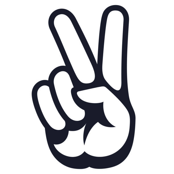 Peace sign. Hand Gesture V victory or peace Sign Line Art, vector icon for apps, websites, T-shirts, etc., isolated on a white background peace stock illustrations