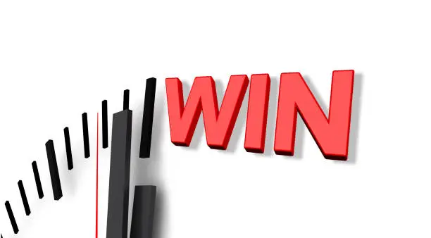 Photo of time to win clock pointer text white background - 3d rendering