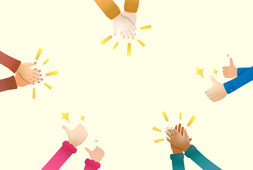 Encourage Hand clap and thumb up by peoples for praise and encouragement vector illustration graphic EPS 10 file