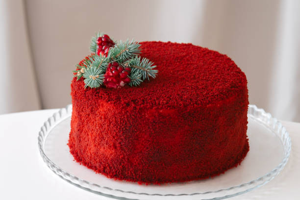 istock red velvet cake on a table with textile cloth 1294875027
