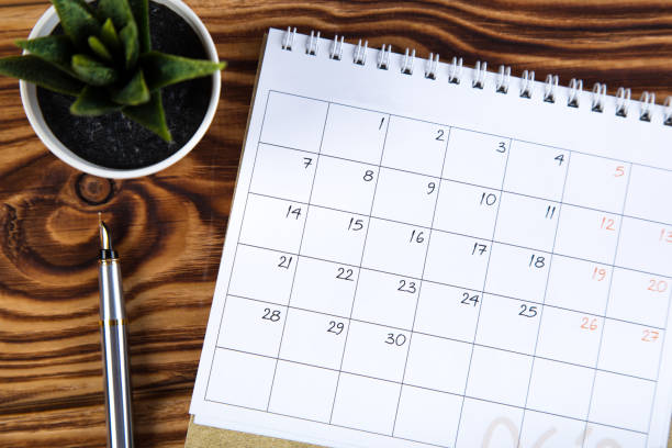 istock white calendar for 2021 month schedule to make an appointment or manage the schedule every day on a wooden table with succulent and ballpoint pen for marks, for work planning 1294875640