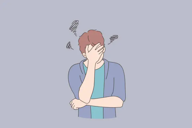 Vector illustration of Depression, bad thoughts, stress concept