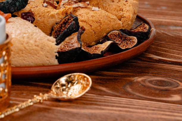 istock Turkish arabic desserts on silver plate close up 1294882951