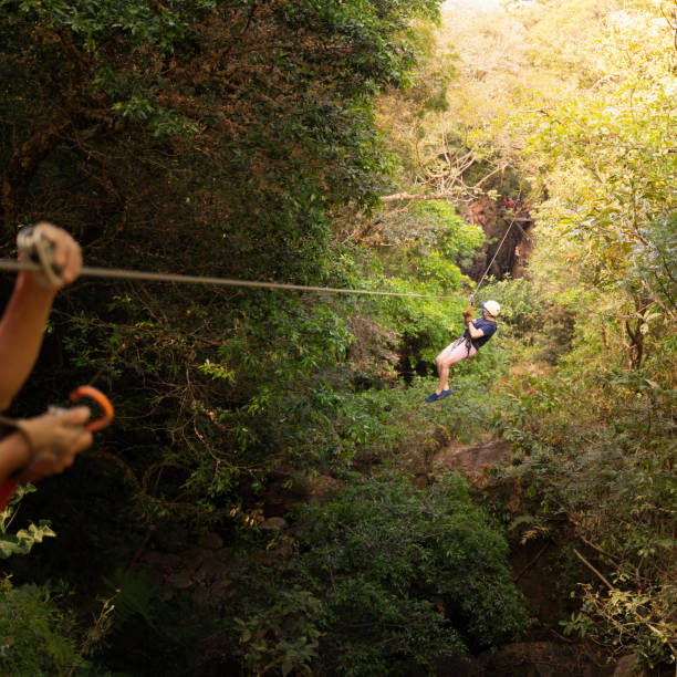 istock Latin man on a canopy tour in Costa Rica 1294884200