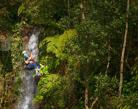 Mother and daughter on a canopy tour in Central America