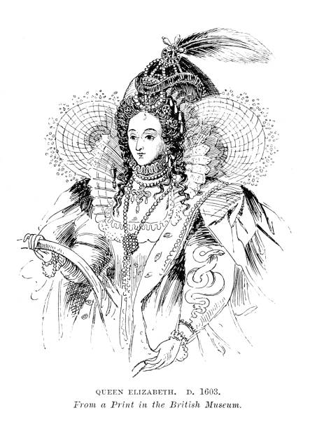 illustrazioni stock, clip art, cartoni animati e icone di tendenza di regina elisabetta d'inghilterra. 1603 - queen elizabeth