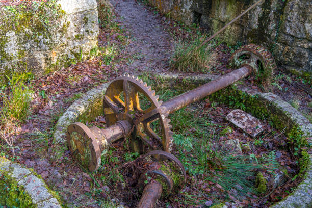 istock Large rusted gears of an old mining complex in Cornwall 1294887881