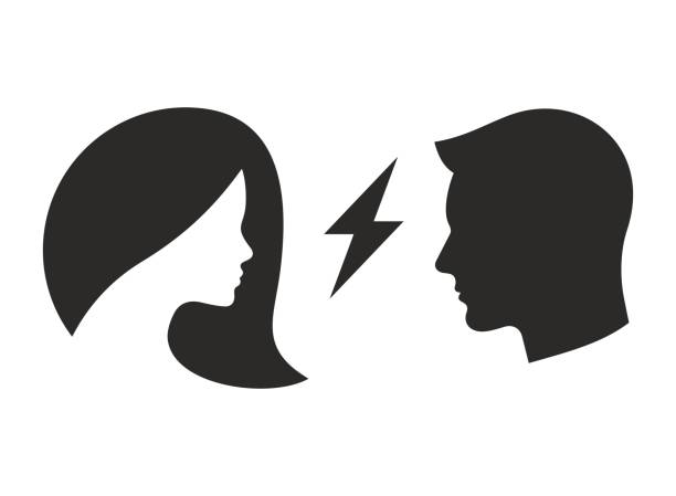 ilustrações de stock, clip art, desenhos animados e ícones de angry couple icon. relationship difficulties. conflict. divorce. - despair depression adult boyfriend