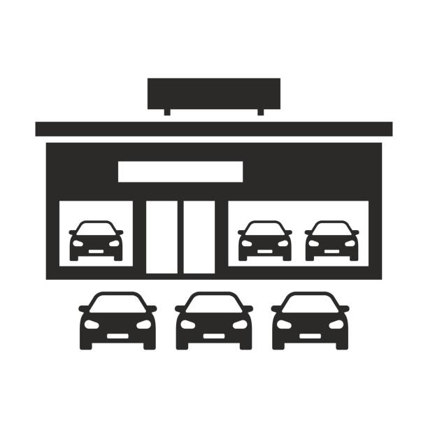 Car dealership icon. New cars. Approved used cars. Vector icon isolated on white background. car sales stock illustrations