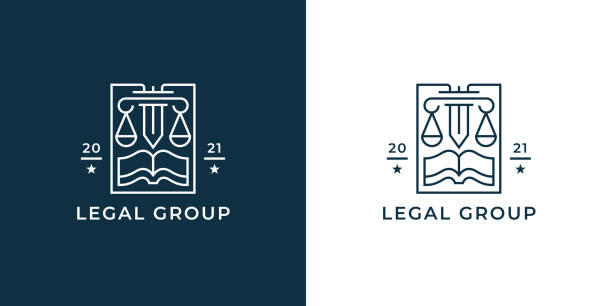 ilustraciones, imágenes clip art, dibujos animados e iconos de stock de icono de línea del bufete de abogados legal - stability law trust legal system