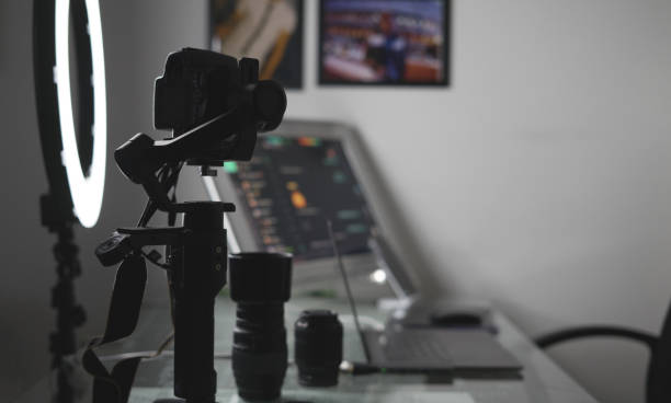 istock Digital equipment recording video blog 1294899489