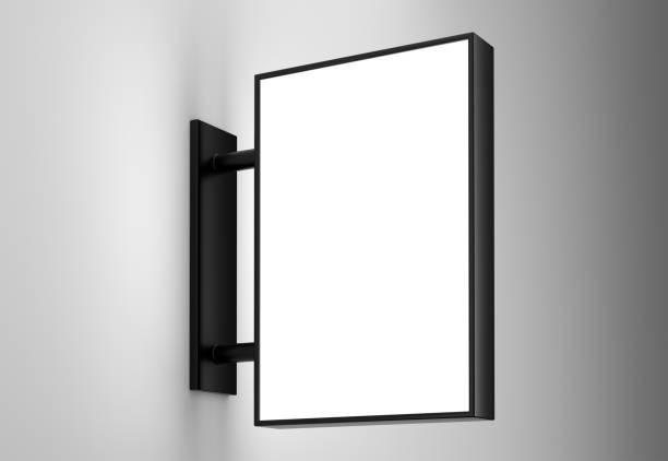 blank rectangle light box sign mockup with copy space - lightbox imagens e fotografias de stock