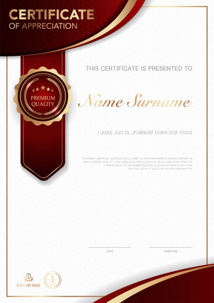 illustrazioni stock, clip art, cartoni animati e icone di tendenza di diploma modello certificato colore rosso e oro con immagine vettoriale di lusso e stile moderno eps10. - business document achievement farm