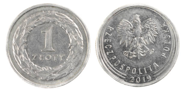 istock Polish 1 zloty coin on a white background 1294907124