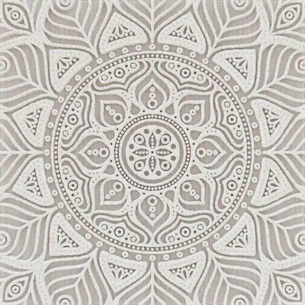istock Ornamental Geometric Beige Color Silk Pattern Design 1294909127
