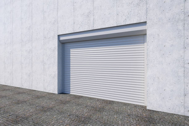 istock Closed shutter door or roller door on gate building, 3d rendering 1294911133