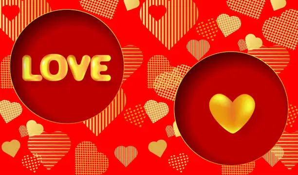 Vector illustration of Greeting card for Valentine's day, Wedding, Mother's Day with 3D text Love