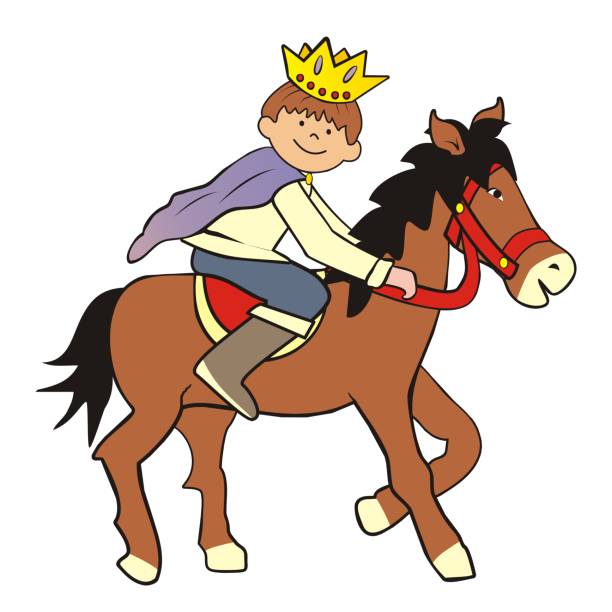 ilustrações, clipart, desenhos animados e ícones de príncipe e cavalo, ilustração vetorial colorida - halter horse animal adult