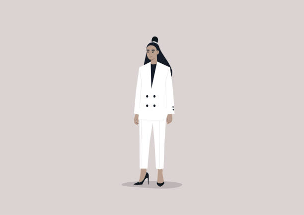 A female Asian CEO of the company wearing a business suit with high heels, elegance at work A female Asian CEO of the company wearing a business suit with high heels, elegance at work entrepreneur silhouettes stock illustrations