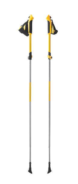 Telescopic trekking poles Telescopic trekking poles for nordic walking or hiking isolated on white background nordic walking pole stock pictures, royalty-free photos & images
