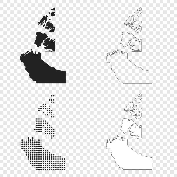 ilustraciones, imágenes clip art, dibujos animados e iconos de stock de mapas de los territorios del noroeste para el diseño - negro, contorno, mosaico y blanco - northwest frontier