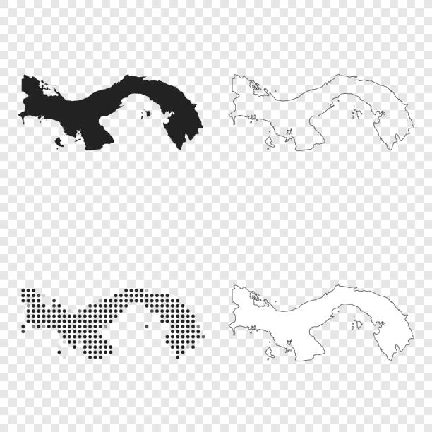 illustrazioni stock, clip art, cartoni animati e icone di tendenza di panama maps per il design - nero, contorno, mosaico e bianco - panama