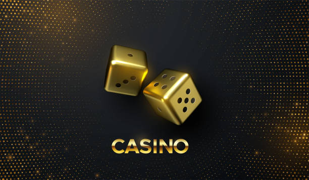 goldene würfel auf schwarzem hintergrund mit goldenen glitzern. - cards dice poker casino stock-grafiken, -clipart, -cartoons und -symbole