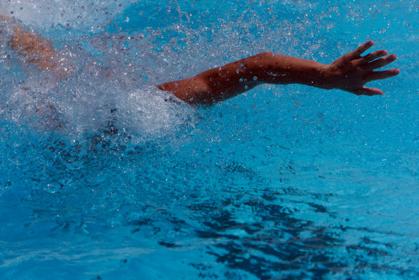 istock Swimmer performing a free style training for a competition. 1294922895