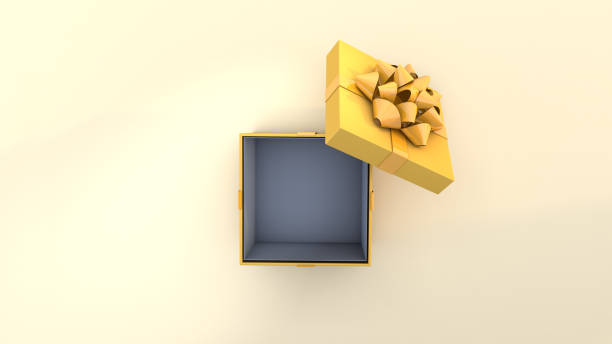 желтая подарочная коробка, идеальная подарочная коробка для продвижения по с�лужбе и желтые цвета - yellow box стоковые фото и изображения