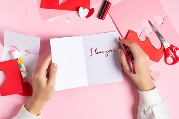 istock Step 12. DIY Valentine greeting card, instruction step by step. 1294927039