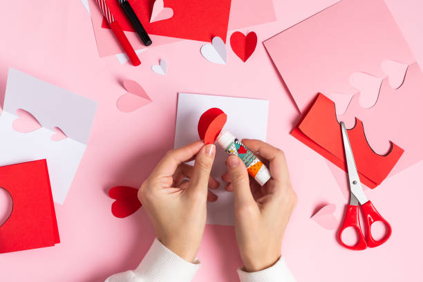 istock Step 6. DIY Valentine greeting card, instruction step by step. 1294927757