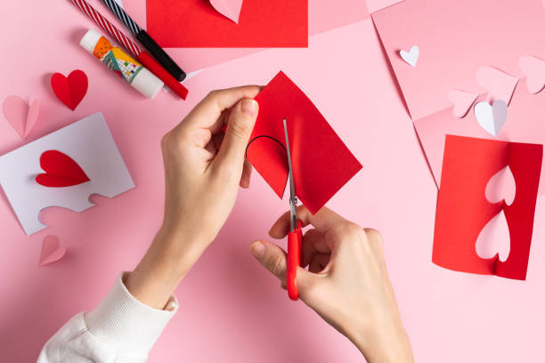 istock Step 3. DIY Valentine greeting card, instruction step by step. 1294927937