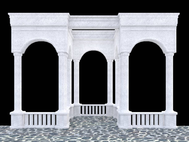 istock White stone portico with arcade and balustrade on a black background 3d rendering 1294927951