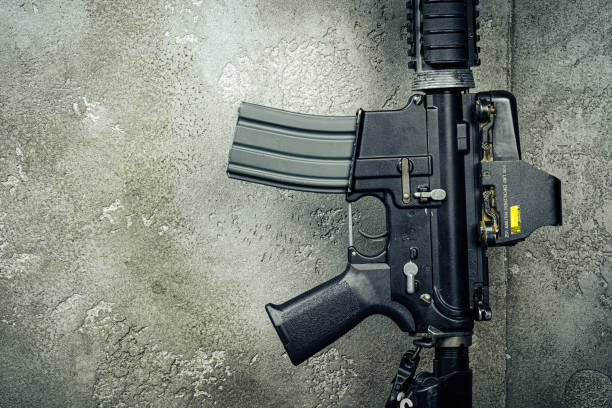 istock Modern weapon series. US Army assault rifle, close up. 1294930299
