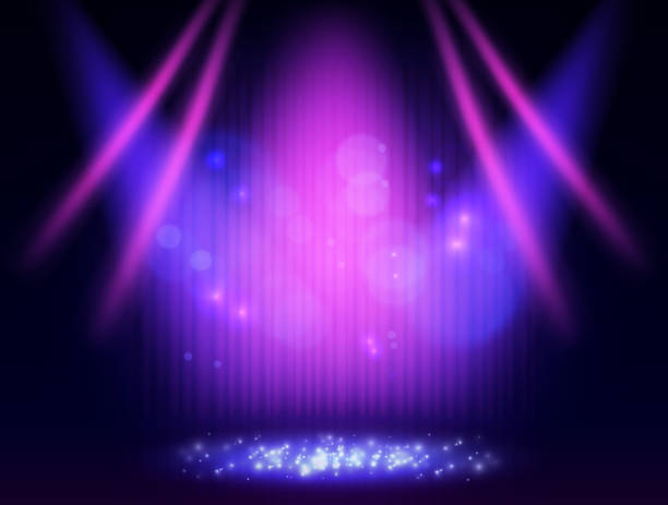 istock Background with blue curtain and spotlights. Design for presentation, concert, show 1294935240