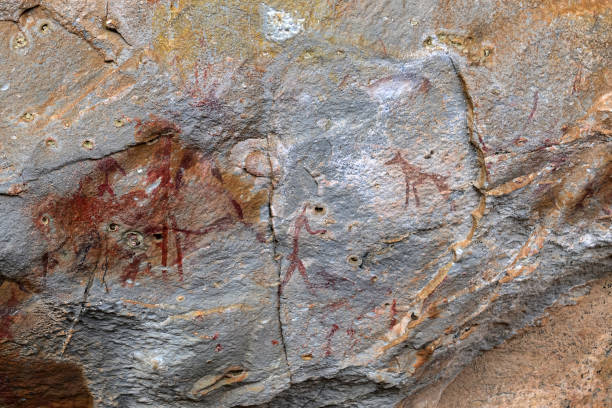 San rock art Drakensberg South Africa stock photo