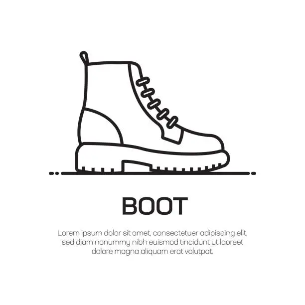 Vector illustration of Boot Vector Line Icon - Simple Thin Line Icon, Premium Quality Design Element