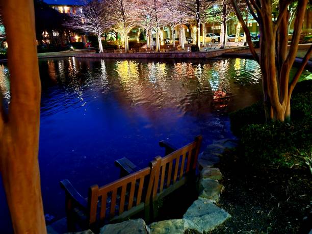 istock Beautiful colors reflecting off lake at night 1294942055