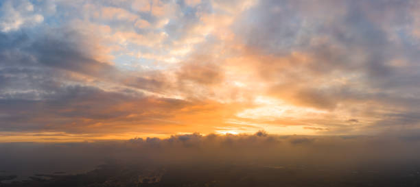 istock Bright and intense Panorama twilight cloudy sky. Evening background image 1294943054