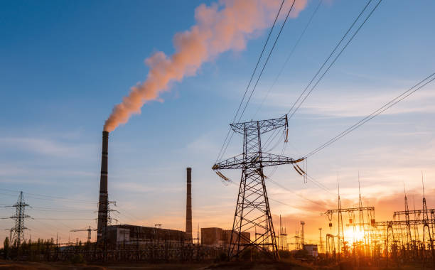 istock Thermal power stations and power lines during sunset. 1294943118