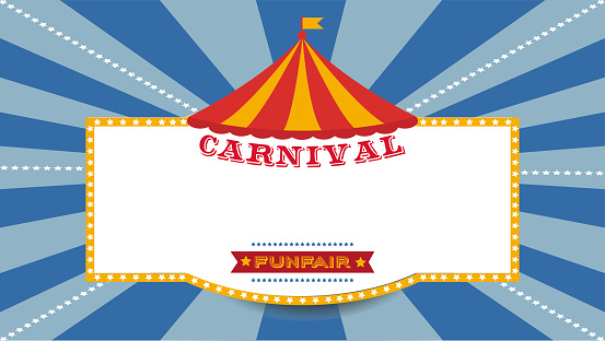 Carnival funfair circus vector. Amusement park poster invitation vintage style illustration.