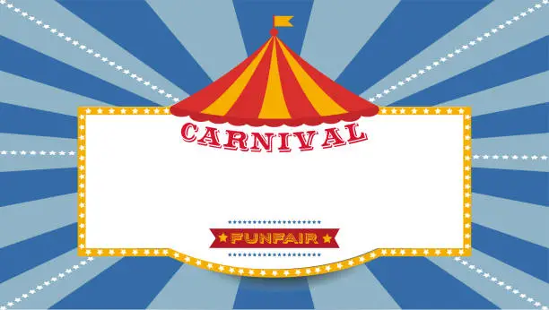 Vector illustration of Carnival funfair circus vector. Amusement park poster invitation vintage style illustration.