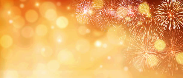 istock Abstract colored firework on dark sky. Celebration and anniversary concept 1294954003