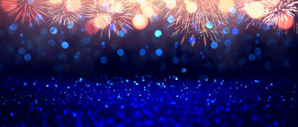 istock Abstract colored firework on dark sky. Celebration and anniversary concept 1294954025